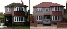 Two storey side extension with new roof, wall and driveway
